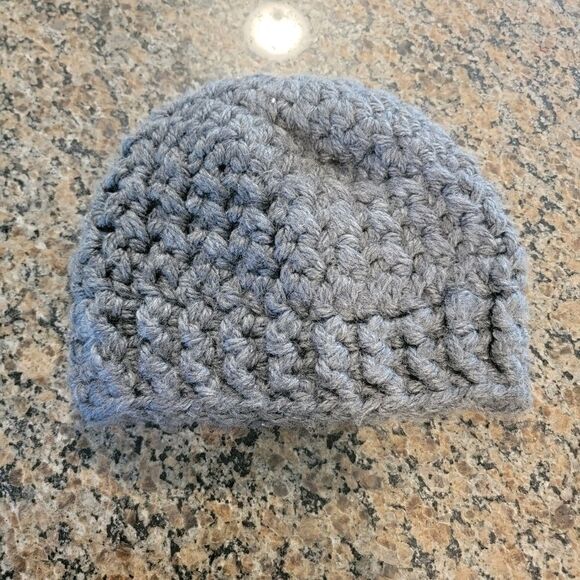 Chunky crochet beanie gray hat - Picture 2 of 2